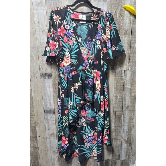Haute Project Black Floral Mullet High Low Duster Maxi Cardigan - Picture 1 of 3